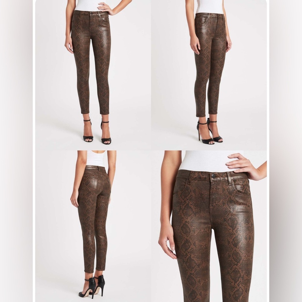 NWT J BRAND Alana High Rise Crop Skinny Jeans Animal Snake Brown Sz 32 Msrp $340 - Picture 3 of 15